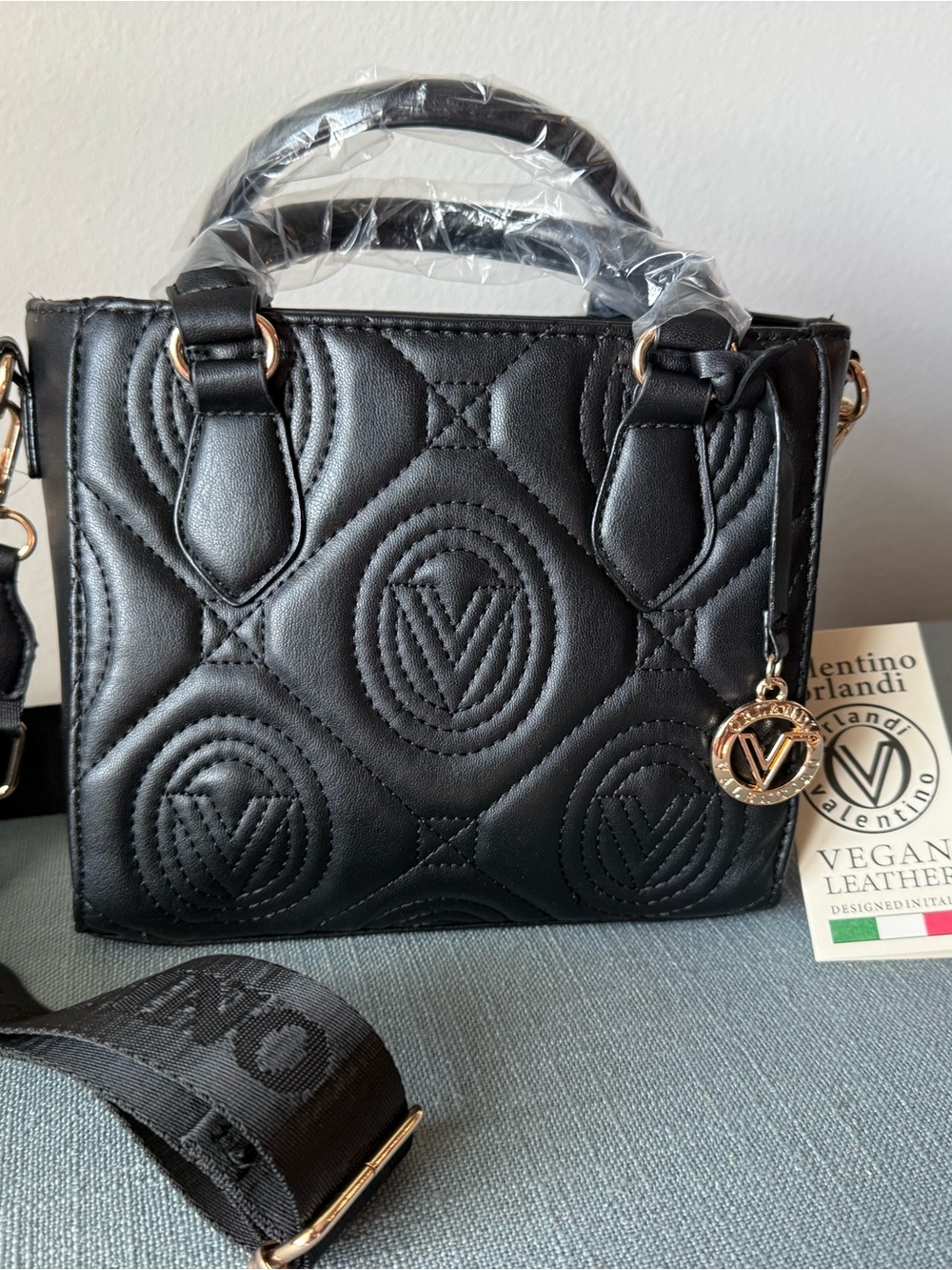 BNWT Valentino Orlandi Black Crossbody Bag with Signature Logo